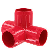1 in. 4-Way PVC Fitting, Furniture Grade - Red